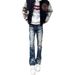 Cleanfit Style European And American Self-produced Vintage Washed Distressed Cat-ear Ripped Flared Stretch Jeans For Men_mkmklike.com