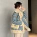 "Vintage-Inspired Denim Coat For Women - Fleece-Lined Winter Jacket With Cotton Padding, Warm & Stylish Outerwear"_mkmklike.com