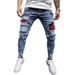 Popular Men's Ripped Three-Color Jeans Patch Elastic Small Foot Jeans Men_mkmklike.com