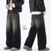Men's Clothing Men's Vintage Washed Black Jeans - Retro Faded Slim Straight Leg Trousers For Casual Streetwear_mkmklike.com