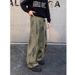 Men's Clothing Loose Pleated Patchwork Distressed Workwear Jeans Casual Wide Leg Silhouette Scimitar Pants_mkmklike.com