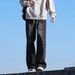 Men's Trendy Casual Wide Leg Jeans Splatter Paint Straight Loose Fit Washed Retro American High Street Style Long Pants_mkmklike.com