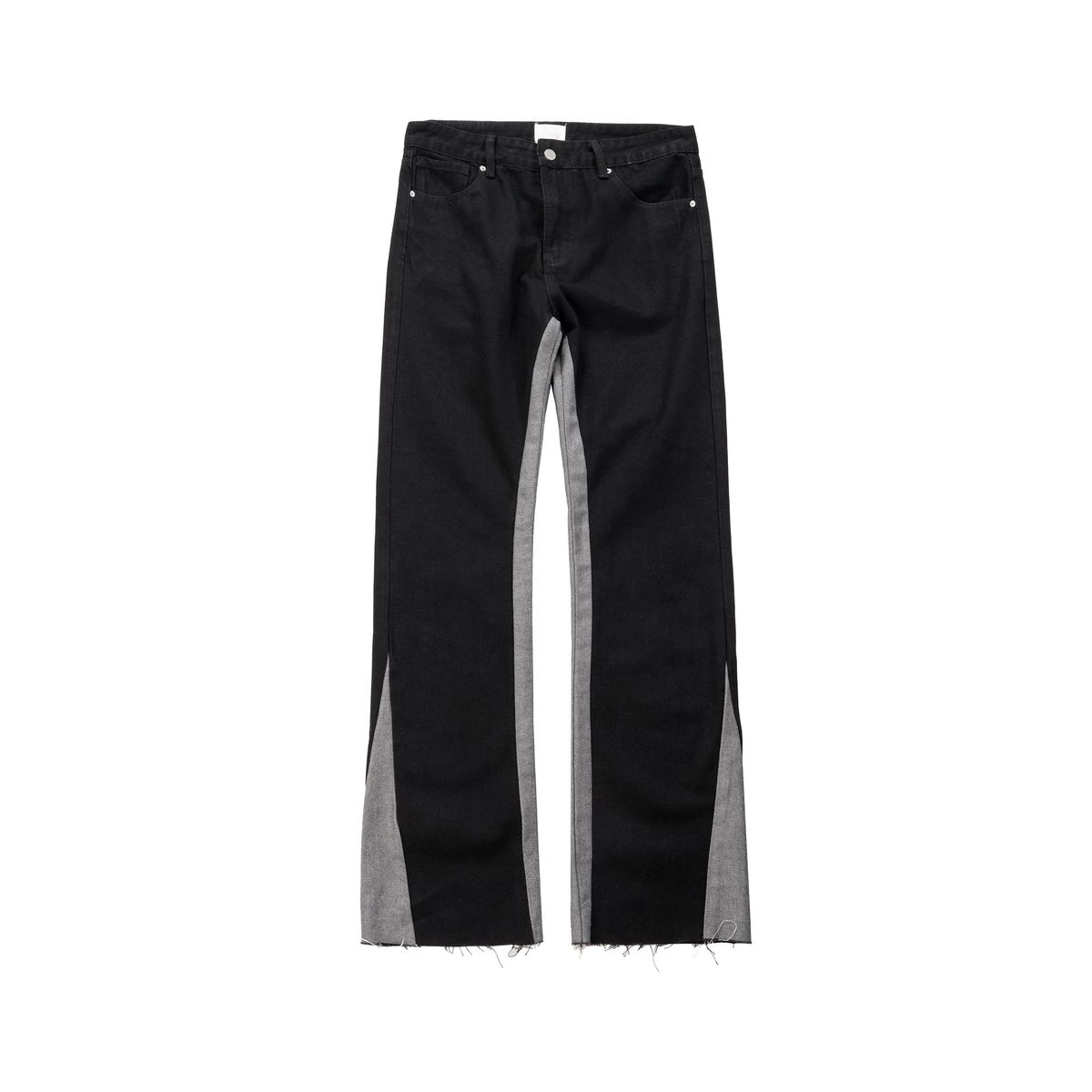 Men's Clothing Street Retro Washed Distressed Loose Wide Leg Wrinkled Patchwork Contrast Color Flared Jeans Jeans_mkmklike.com