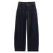 Clair Fleece-Lined Warm Denim Scimitar Draped Loose Slimming Casual Long 2025 Winter High-Waisted Wide-Leg Pants_mkmklike.com
