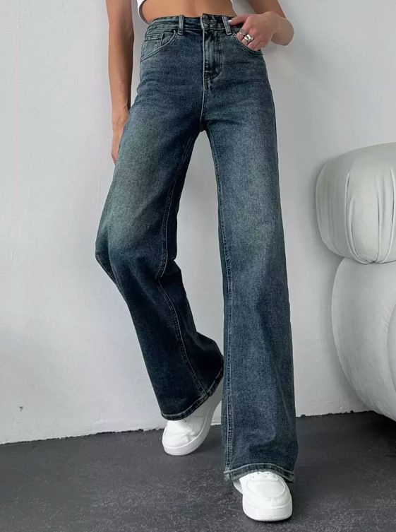 Women’s Classic High-Waisted Flared Jeans – Vintage Blue Wash, Comfortable Cotton Blend, Office & Casual Styling (Sizes 25-32)_mkmklike.com