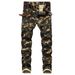 Suitable For All Seasons Suitable For All Seasons Slim Fit Fashion Trend Men's Camouflage Jeans Personality Print Casual Long Pants_mkmklike.com