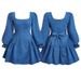 K Women's Long Sleeved Waist Cinching And Slimming Dress Denim Skirt_mkmklike.com