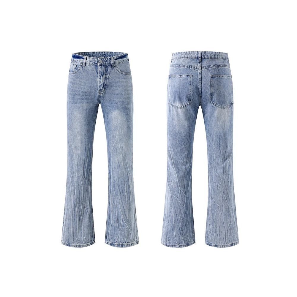 Men's Clothing Premium Spring Jeans Lightning Stripe Pattern High Street Straight Leg Cleanfit American Trend For Formal & Casual_mkmklike.com