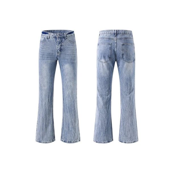 Men's Clothing Premium Spring Jeans Lightning Stripe Pattern High Street Straight Leg Cleanfit American Trend For Formal & Casual_mkmklike.com