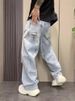 Unisex High-Waisted Ripped Jeans With Ink Splatter Pattern Retro Straight Leg Trousers For Spring And Autumn_mkmklike.com