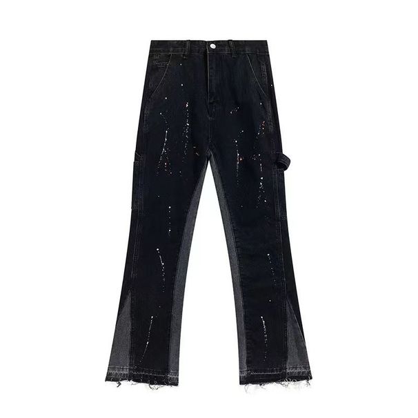 Man's Clothing High Street Gallerydept Splash-ink Flared Jeans Men's And Women's Ins Loose Straight Leg Pants_mkmklike.com