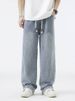 Classic Side-Stripe Jeans For Men - Washed Straight-Leg Fleece-Lined Winter Pants (Retro Wide-Leg Cotton Denim)_mkmklike.com