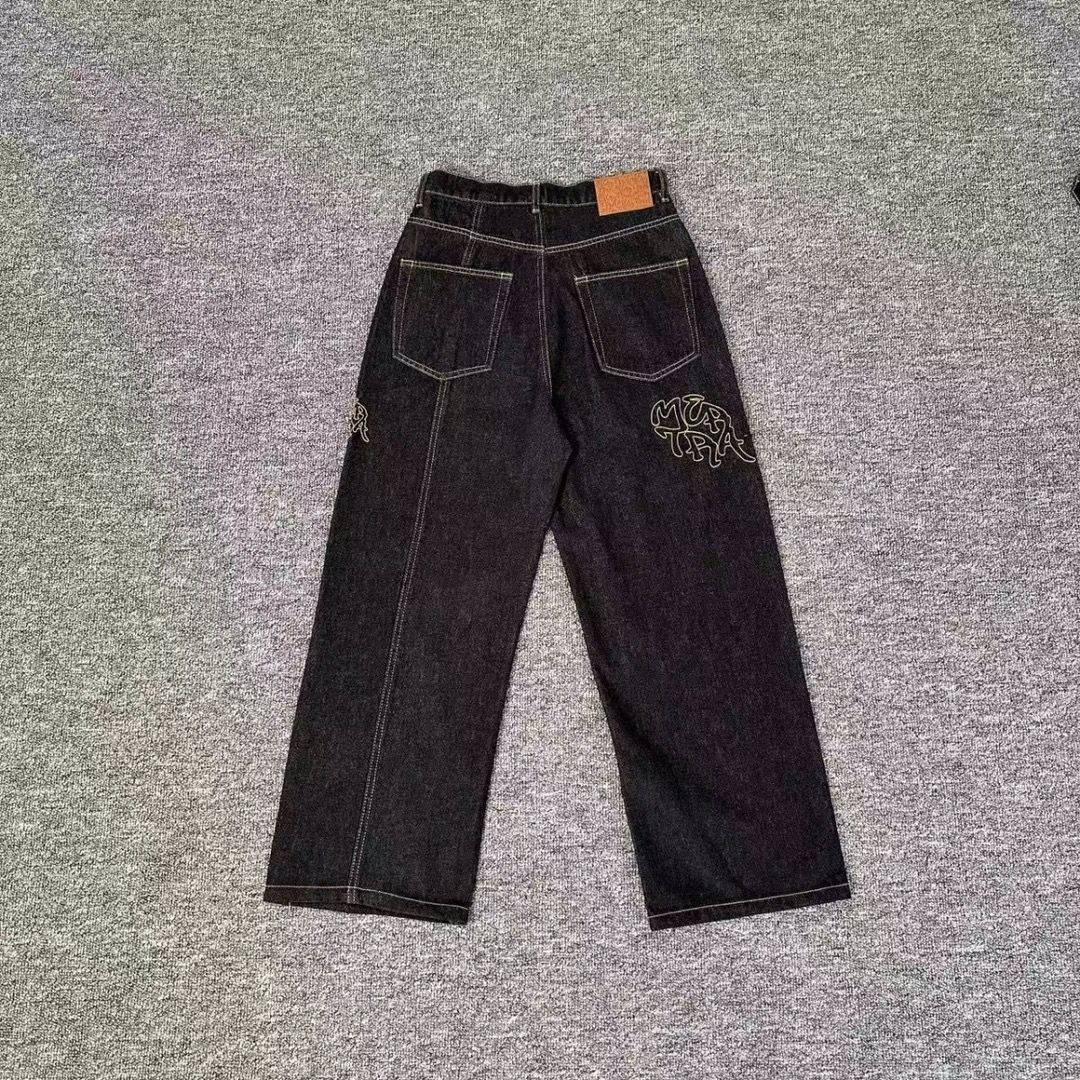 Simple And Fashionable Denim Fabric, Comfortable Solid Color, Simple Style Wide-leg Jeans For Daily Commuting, Outdoor Travel_mkmklike.com