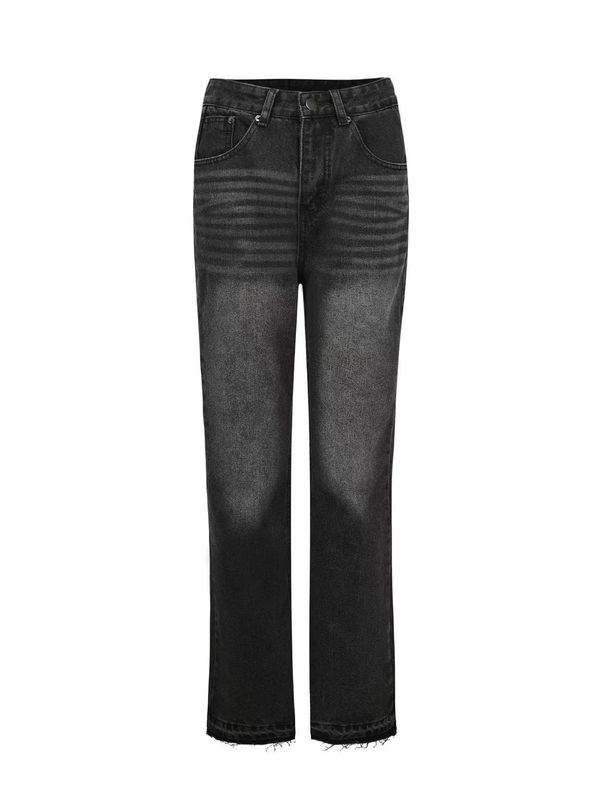 "Men's Black Distressed Clean Fit Jeans – Retro Washed Tassel Detailing | Slim Tapered Leg | Vintage 507 Silhouette"_mkmklike.com