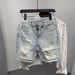 Summer Men's Scratched Broken Denim Shorts Men Fashion Brand Beard Splice Stretch Ripped Short Jeans Pants_mkmklike.com