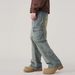 Men's Straight Leg Cargo Jeans Loose Fit Wide Leg Pocket American High Street Style Trendy Cool Washed Retro Patchwork Denim_mkmklike.com