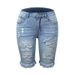 Ripped Jeans Summer Street Tassel High Elastic Skinny Pants Mid Waist Five Points Pants Women Slim Hole Ladies Casual Shorts_mkmklike.com