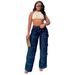 Women's Street Fashion Multi-pocket Bright Line High-waisted Overalls_mkmklike.com