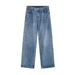 Men's Clothing Loose Fit Elastic Waist Straight Leg Jeans In Multiple Colors Basic Style, Versatile, Casual_mkmklike.com