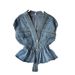 Women's Clothing Denim Vest With Waist Cinching & Rhinestone Details – Sleeveless Light Blue A-Line Vest For Elegant Layering (One Size)_mkmklike.com