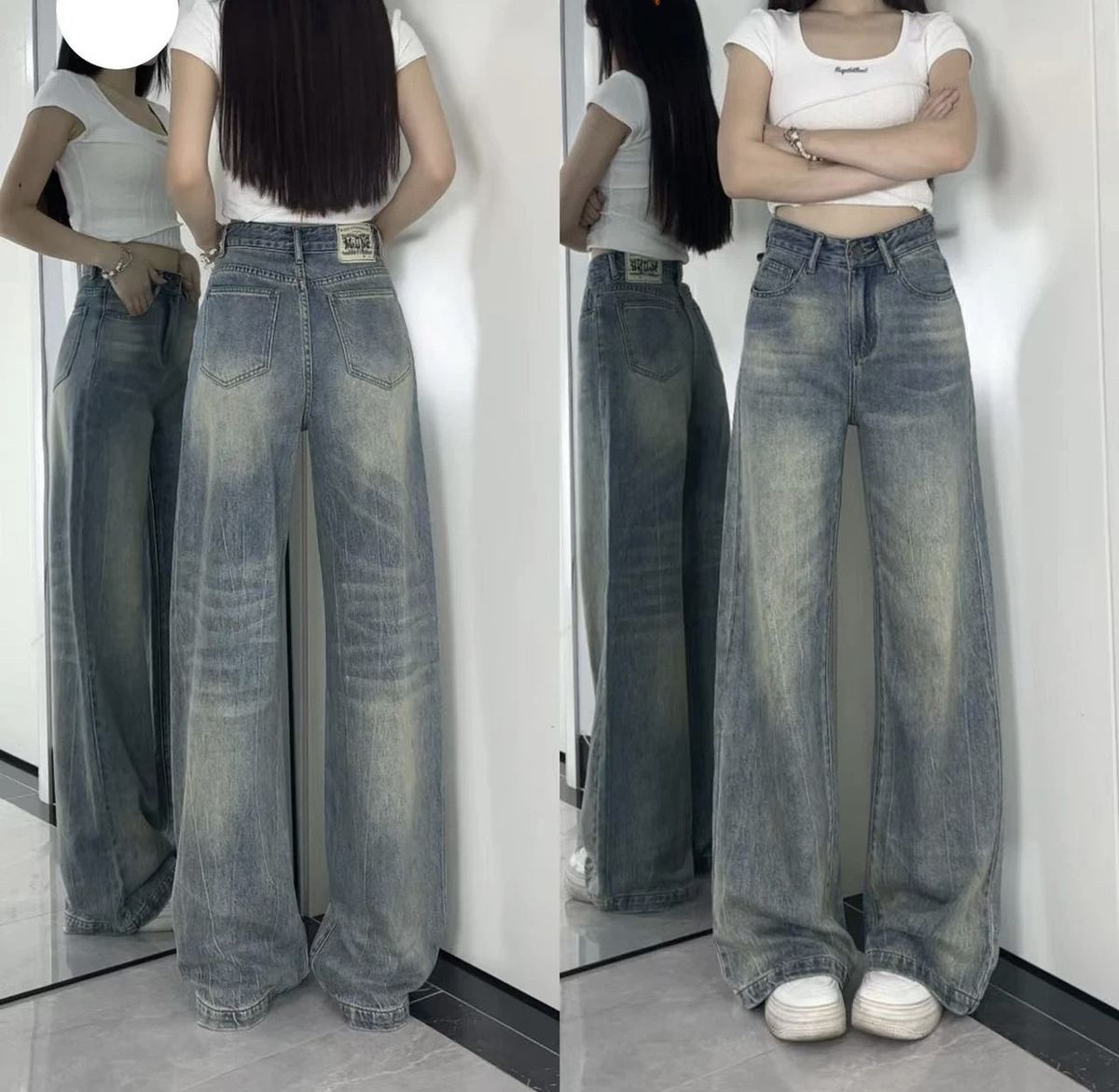 Women's High-Waisted Wide Leg Jeans Loose Fit Relaxed Style Slightly Flared Floor-Length Retro Denim for Spring Autumn_mkmklike.com