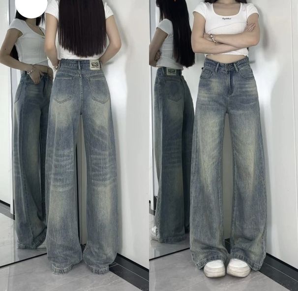 Women's High-Waisted Wide Leg Jeans Loose Fit Relaxed Style Slightly Flared Floor-Length Retro Denim for Spring Autumn_mkmklike.com