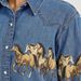 K Retro Denim Collar Shirt, Fashionable Wild Horse Print Denim Jacket_mkmklike.com