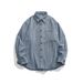 Men's Clothing Simple Trendy Washed Striped Denim Long Sleeved Shirt Casual Blue Shirt Jacket_mkmklike.com