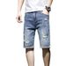 Men's Summer Thin Casual Ripped Slim Fit Jeans Loose Versatile Five Point Riding Shorts Trendy_mkmklike.com