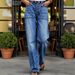 Women's Clothing High Waist Wide Leg Straight Leg Jeans For Women Fashionable Washed Denim_mkmklike.com