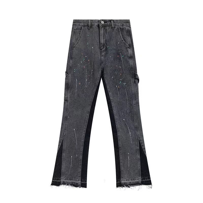 Man's Clothing High Street Gallerydept Splash-ink Flared Jeans Men's And Women's Ins Loose Straight Leg Pants_mkmklike.com