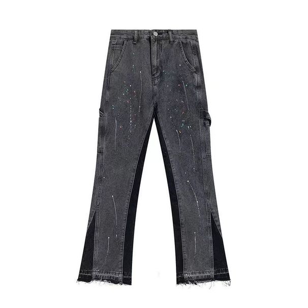 Man's Clothing High Street Gallerydept Splash-ink Flared Jeans Men's And Women's Ins Loose Straight Leg Pants_mkmklike.com