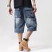 Foreign Trade Cross-border Jeans Men's High-quality European And American Skateboard Shorts Fattened Plus Size Hip-hop Heavy Shorts Men's Tide_mkmklike.com