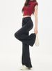 Black And Gray Wide-leg Jeans For Women, 2025 Winter New Style, High-waisted, Loose Fit, Pear-shaped, Slimming,_mkmklike.com