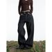 Unisex American Retro Design Wide Leg Trousers Loose Fit Slimming Black Straight Leg Pants Versatile Denim Jeans_mkmklike.com