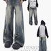 Men's Clothing High Street Straight Yellow Mud Dyed Jeans Loose Men And Women Retro Long Pants Tide Dirty Color Old_mkmklike.com