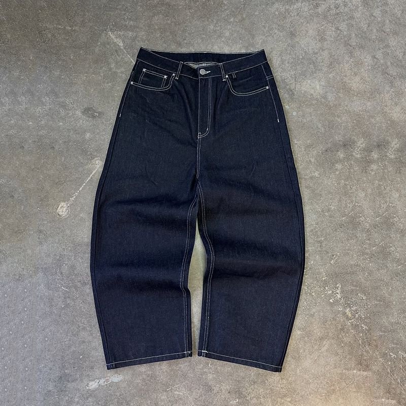 Retro Washed Distressed Jeans Men Embroidered Straight Trousers For Autumn Winter Streetwear_mkmklike.com
