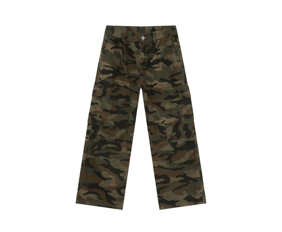 EF JEANS | 2025 New Product, American Retro Multi-pocket Splicing Design Straight Casual Camouflage Trousers_mkmklike.com