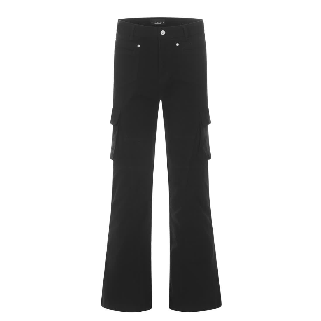 Unisex Retro Cargo Pants – Black Utility Workwear Jeans (Straight-Leg Bootcut, Multi-Pocket Design)_mkmklike.com