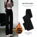 Black Jeans For Women, Autumn And Winter, Fleece-Lined, High Waist, Pear-Shaped Body, Thick Legs, Wide Hips, Slimming,_mkmklike.com