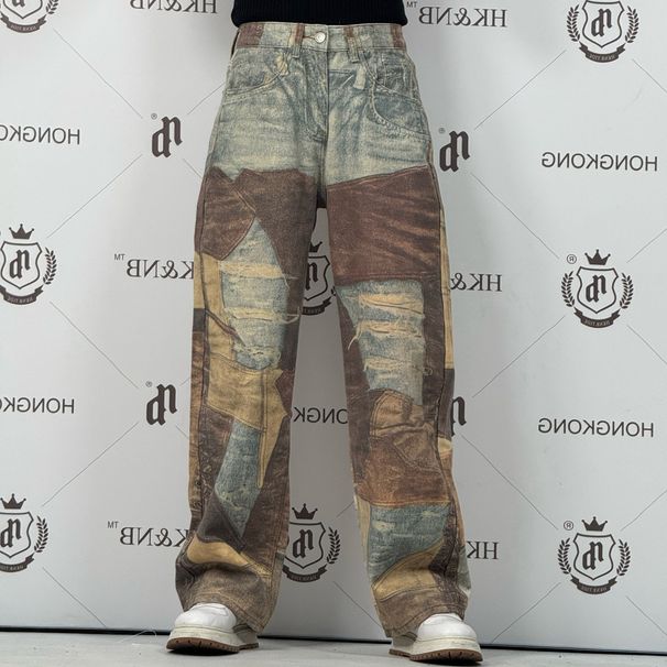 Trendy Artist Series: All Season Versatile Couple's Fashion Digital Direct Injection Straight Leg Jeans_mkmklike.com