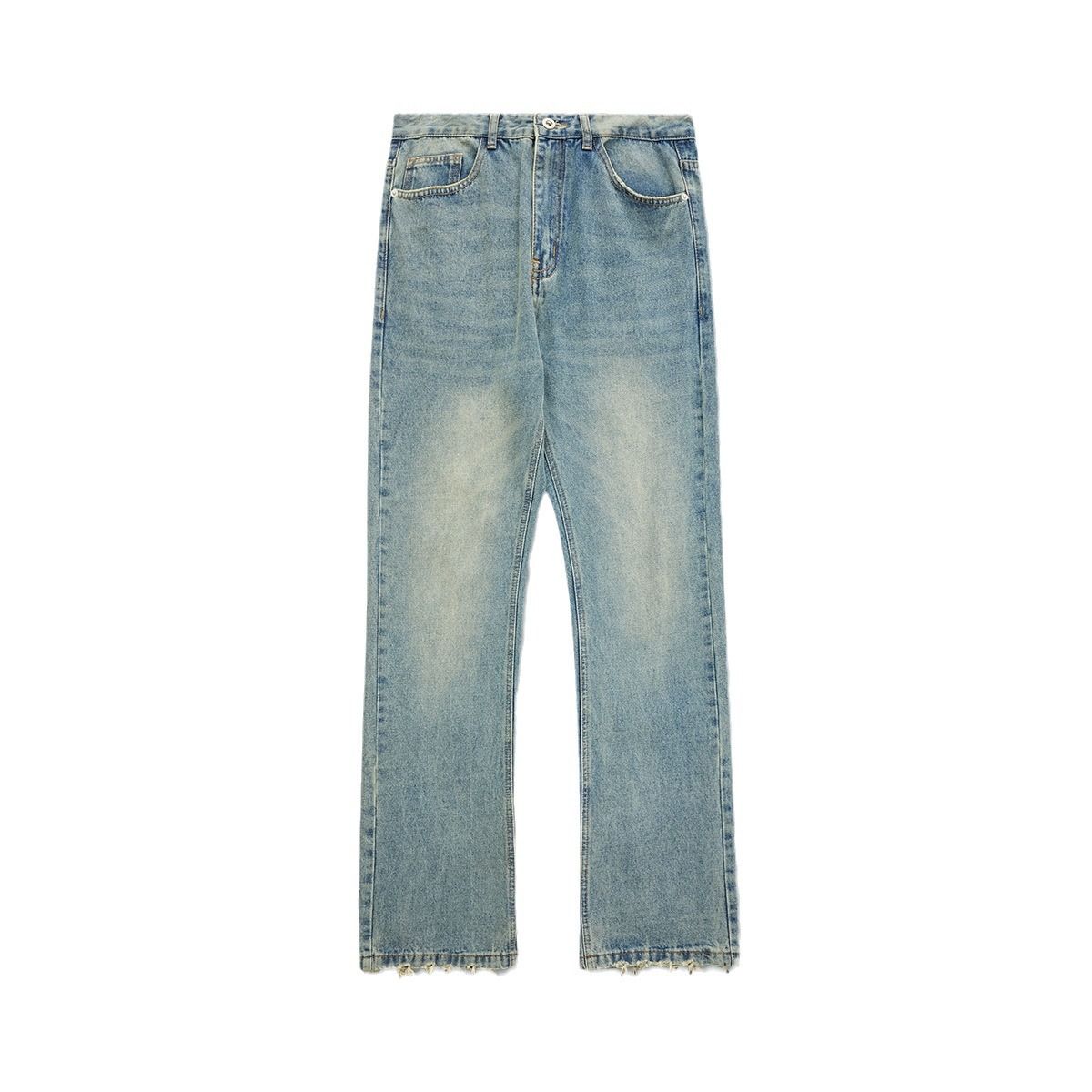 Men's Slightly Flared Jeans – Retro Straight Fit Denim Pants (S-XL, Light Blue Wash)Men's Clothing_mkmklike.com