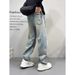Vintage Washed Light Blue Jeans – Men’s Distressed Patchwork Straight-Leg Denim Pants (S-3XL, Summer Streetwear)_mkmklike.com