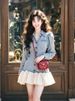 ELLE ELLE Spring This Year's Super Popular Short Skirt Looks Amazing Elegant Rich Girl Style Denim Patchwork Dress_mkmklike.com