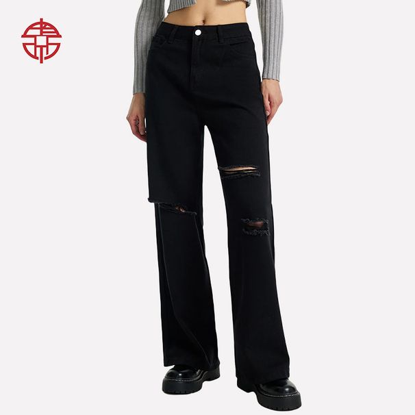 "Loose Wide Leg High Waisted Ripped Jeans – Vintage Distressed Denim Pants For Women (XS-2XL, Light/Dark Blue & Black)"_mkmklike.com
