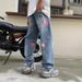 Men's Patchwork Height Enhancing Jeans Mid Waist Straight Pants American High Street Style Slightly Flared Casual Long Trousers_mkmklike.com