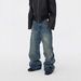 Men's Trendy Y2K American Style Jeans High Street Washed Slim Fit Straight Leg Long Pants_mkmklike.com