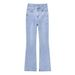 Women's Micro-flare Street Style, Solid Color, Zipper Flare, Light Blue, High Waist, Slim Fit Jeans, Cross-border_mkmklike.com
