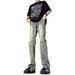 Vintage Blue Scimitar Jeans For Men Summer American Hip Hop High Street Slightly Flared Straight Pants Washed Mud Color_mkmklike.com