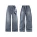 Men's Detachable Bandana Jeans – Streetwear Washed Denim, Loose Fit, 65% Cotton (Blue, S-XL)_mkmklike.com